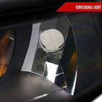 1999-2004 Ford Mustang New Edge LED Bar Factory Style Headlights with Amber Reflector (Matte Black Housing / Clear Lens)