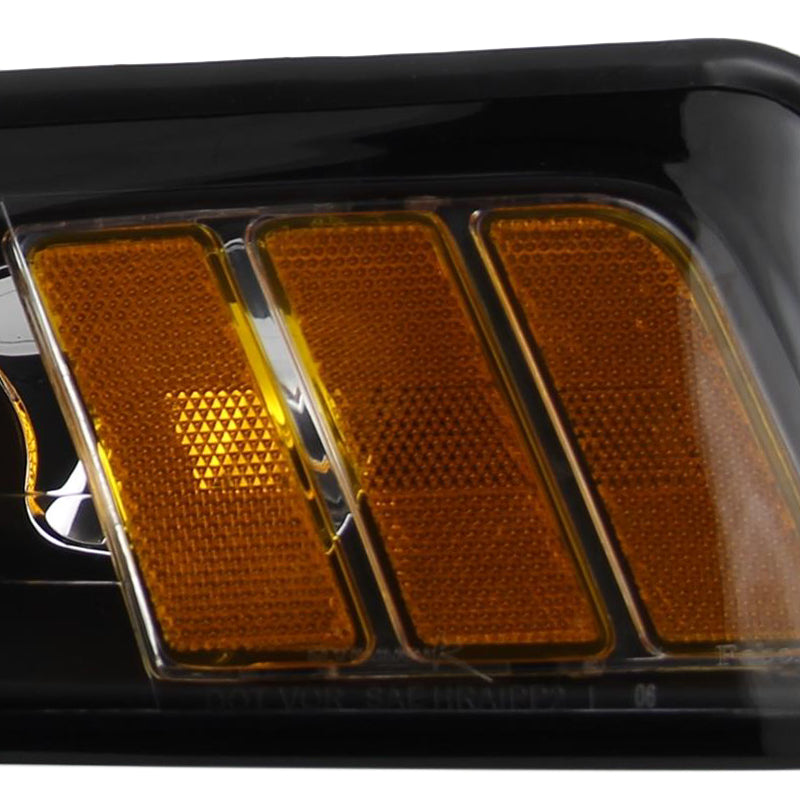1999-2004 Ford Mustang New Edge Factory Style Headlights w/ Amber Reflectors (Matte Black Housing / Clear Lens)