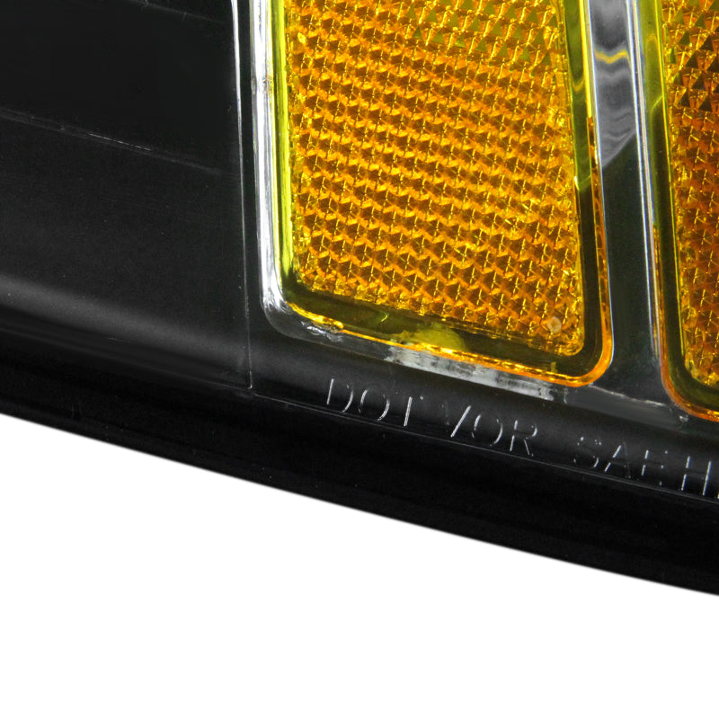 1999-2004 Ford Mustang New Edge Factory Style Headlights w/ Amber Reflectors (Matte Black Housing / Clear Lens)