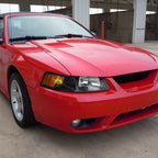 1999-2004 Ford Mustang New Edge Factory Style Headlights w/ Amber Reflectors (Matte Black Housing / Clear Lens)