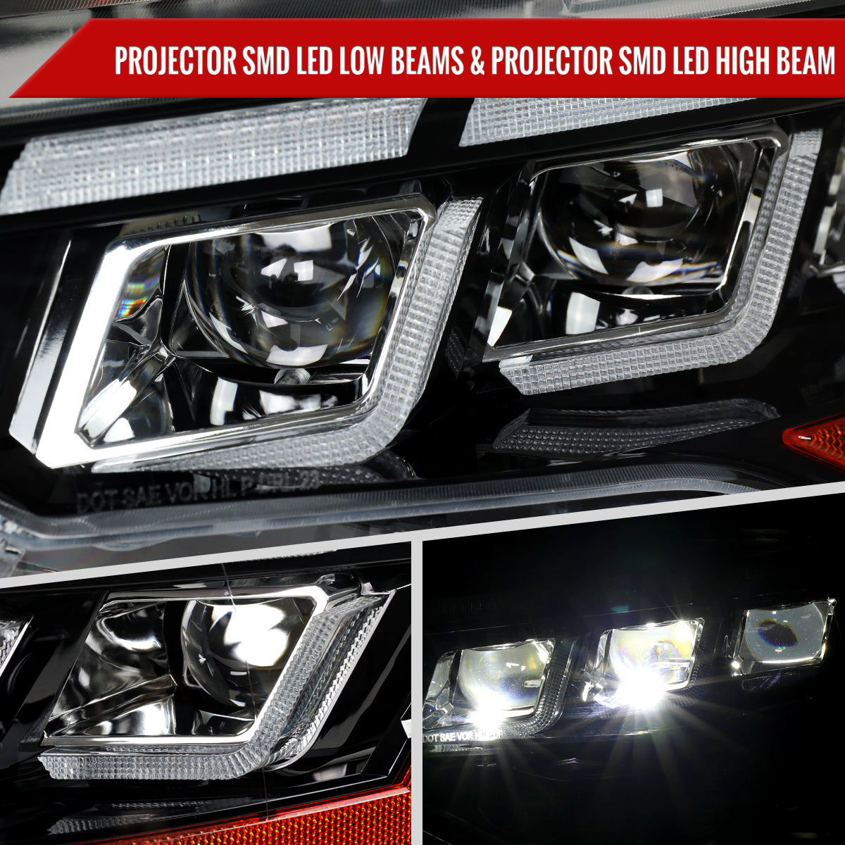 2018-2023 Ford Mustang S550 Full LED Projector Headlights Switchback Sequential with Start-Up Animation (Glossy Black Housing / Clear Lens)