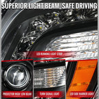 2011-2014 Chrysler 300 Projector Headlights LED DRL w/ Amber Turn Signal (Matte Black Housing / Clear Lens)