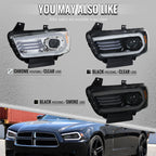 2011-2014 Dodge Charger LD Projector Headlights w/ LED DRL Light Strip Sequential Turn Signal and Side Marker (Chrome Housing / Clear Lens)