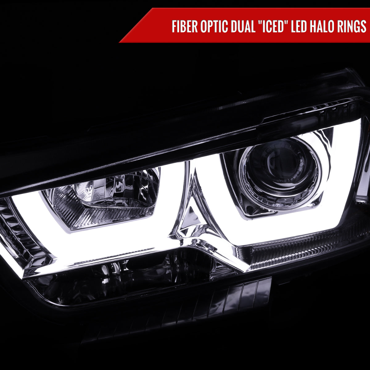 2011-2014 Dodge Charger LD Dual LED U-Bar Projector Headlights (Chrome Housing / Clear Lens)