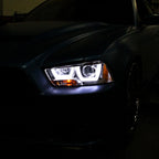 2011-2014 Dodge Charger LD Dual LED U-Bar Projector Headlights (Chrome Housing / Clear Lens)