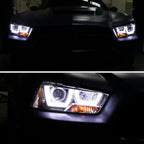 2011-2014 Dodge Charger LD Dual LED U-Bar Projector Headlights (Chrome Housing / Clear Lens)