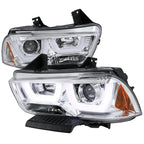 2011-2014 Dodge Charger LD Dual LED U-Bar Projector Headlights (Chrome Housing / Clear Lens)
