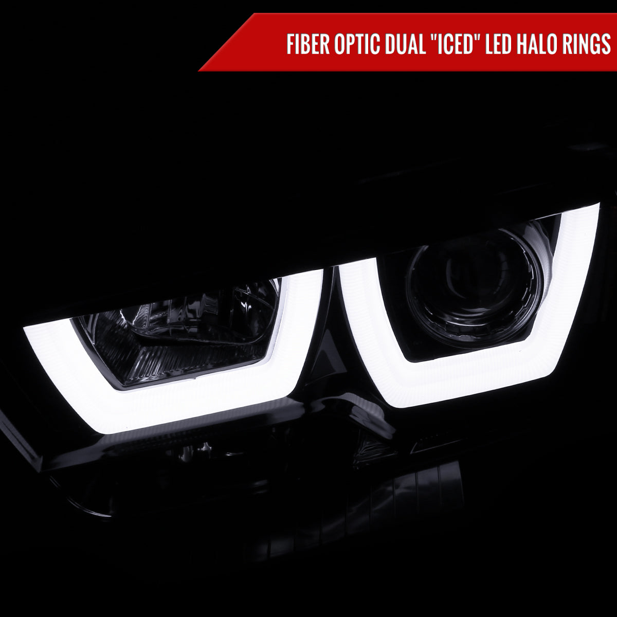 2011-2014 Dodge Charger LD Dual LED U-Bar Projector Headlights (Jet Black Housing / Clear Lens)