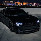 2011-2014 Dodge Charger LD Dual LED U-Bar Projector Headlights (Jet Black Housing / Clear Lens)