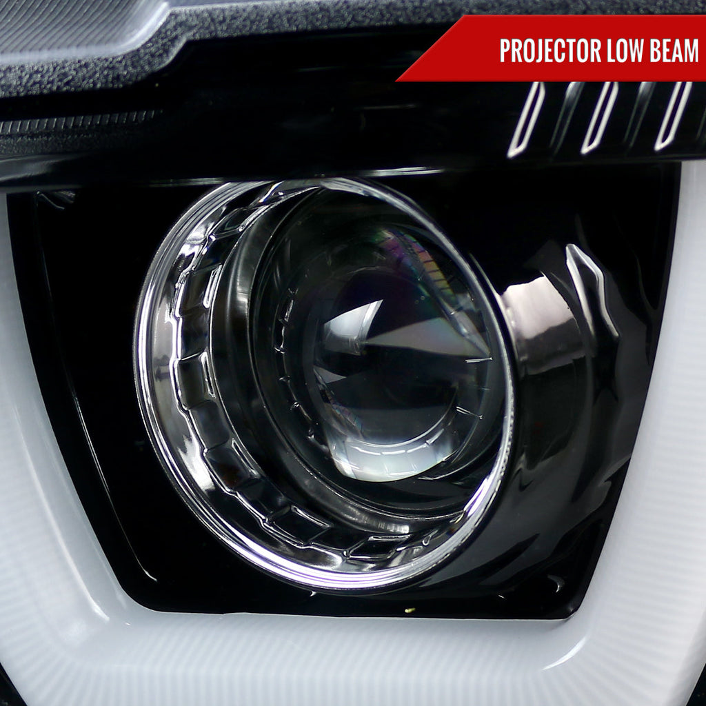 2011-2014 Dodge Charger LD Dual LED U-Bar Projector Headlights (Jet Black Housing / Clear Lens)