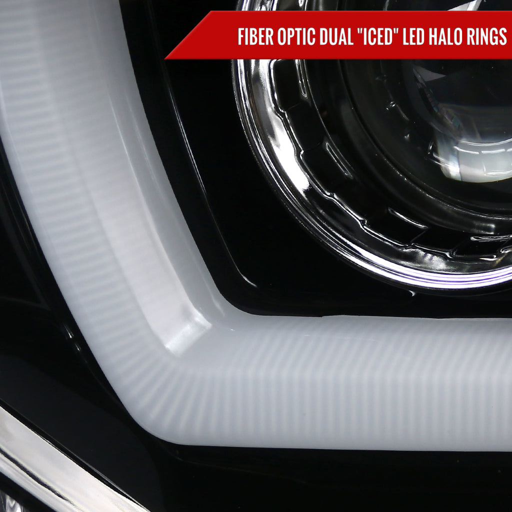 2011-2014 Dodge Charger LD Dual LED U-Bar Projector Headlights (Jet Black Housing / Clear Lens)