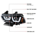 2011-2014 Dodge Charger LD Dual LED U-Bar Projector Headlights (Jet Black Housing / Clear Lens)
