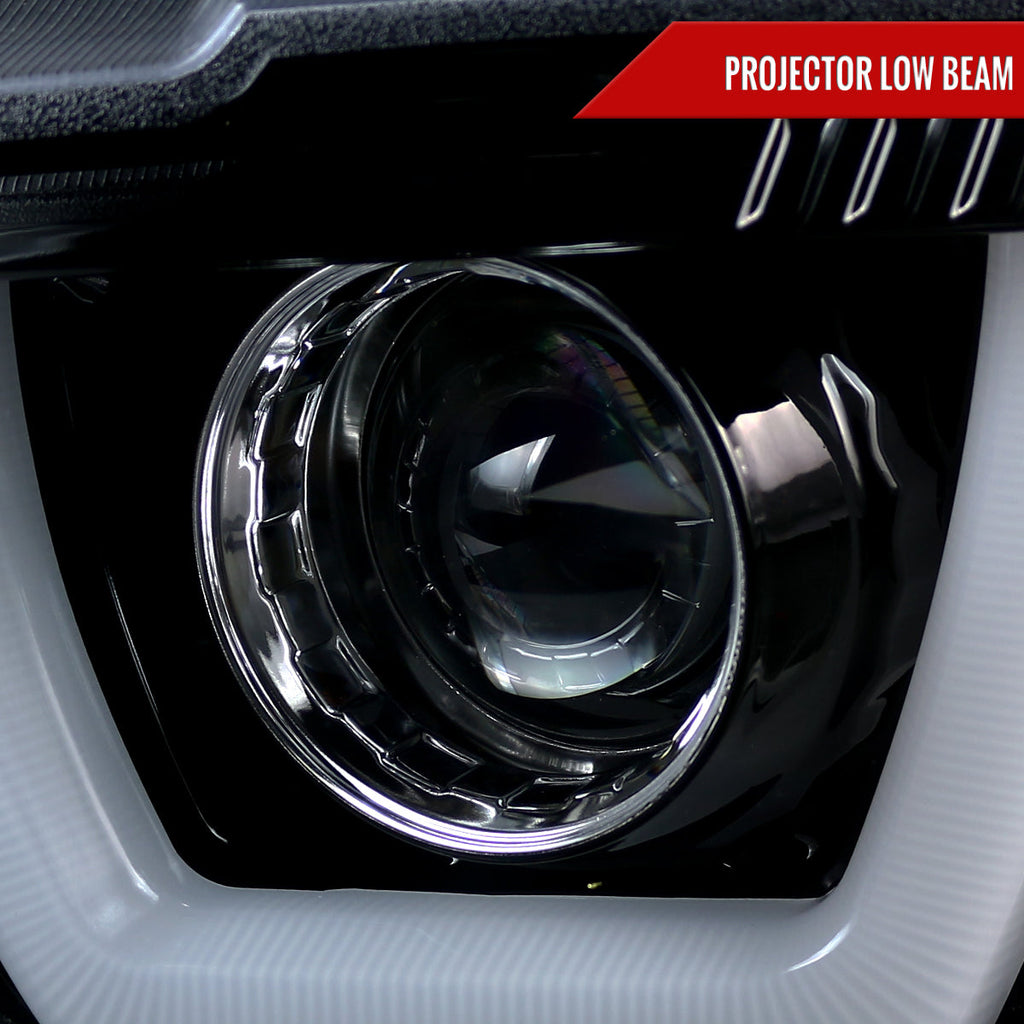 2011-2014 Dodge Charger LD Dual LED U-Bar Projector Headlights (Glossy Black Housing / Smoked Lens)