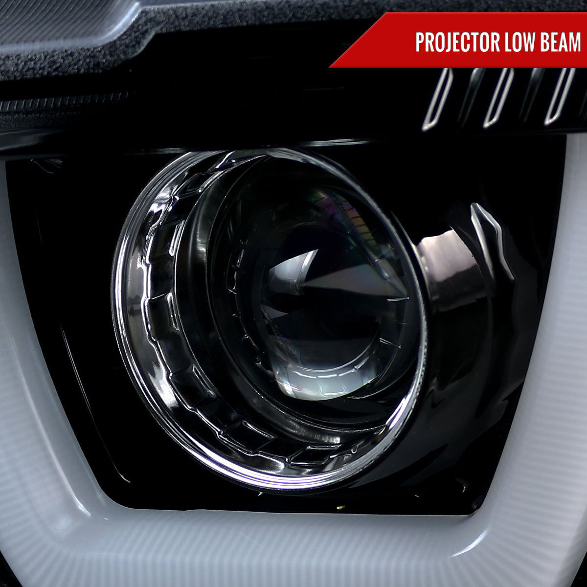 2011-2014 Dodge Charger LD Dual LED U-Bar Projector Headlights (Glossy Black Housing / Smoked Lens)
