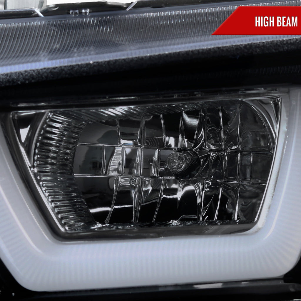 2011-2014 Dodge Charger LD Dual LED U-Bar Projector Headlights (Glossy Black Housing / Smoked Lens)