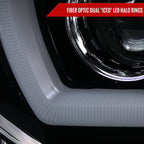 2011-2014 Dodge Charger LD Dual LED U-Bar Projector Headlights (Glossy Black Housing / Smoked Lens)