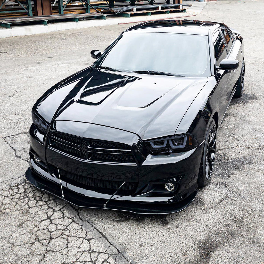 2011-2014 Dodge Charger LD Dual LED U-Bar Projector Headlights (Glossy Black Housing / Smoked Lens)