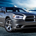 2011-2014 Dodge Charger LD HID Projector Headlights w/ LED DRL Light Strip Sequential Turn Signal and Side Marker (Chrome Housing / Clear Lens)
