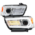 2011-2014 Dodge Charger LD HID Projector Headlights w/ LED DRL Light Strip Sequential Turn Signal and Side Marker (Chrome Housing / Clear Lens)