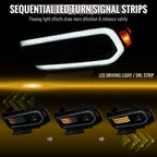 2011-2014 Dodge Charger LD HID Projector Headlights w/ LED DRL Light Strip Sequential Turn Signal and Side Marker (Black Housing / Smoked Lens)