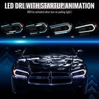 2011-2014 Dodge Charger LD HID Projector Headlights w/ LED DRL Light Strip Sequential Turn Signal and Side Marker (Black Housing / Smoked Lens)