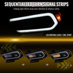 2011-2014 Dodge Charger LD Projector Headlights w/ LED DRL Light Strip Sequential Turn Signal and Side Marker (Black Housing / Clear Lens)