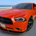 2011-2014 Dodge Charger LD Projector Headlights w/ LED DRL Light Strip Sequential Turn Signal and Side Marker (Black Housing / Clear Lens)