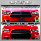 2011-2014 Dodge Charger LD Projector Headlights w/ LED DRL Light Strip Sequential Turn Signal and Side Marker (Black Housing / Clear Lens)