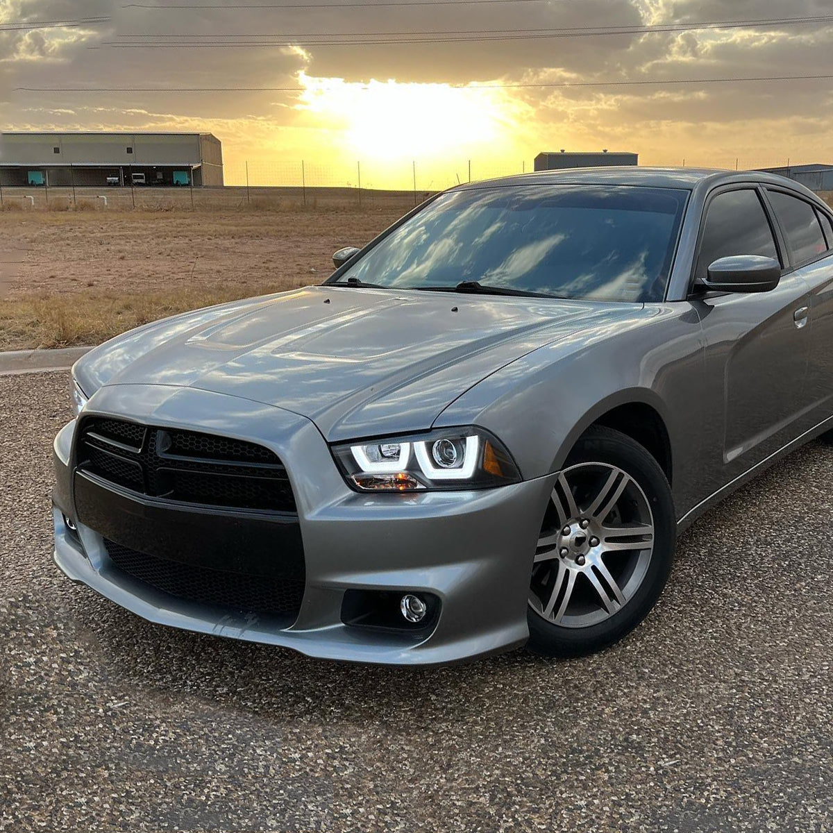 2011-2014 Dodge Charger LD Dual Halo Projector Headlights (Matte Black Housing / Clear Lens)