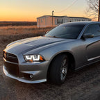 2011-2014 Dodge Charger LD Dual Halo Projector Headlights (Matte Black Housing / Clear Lens)