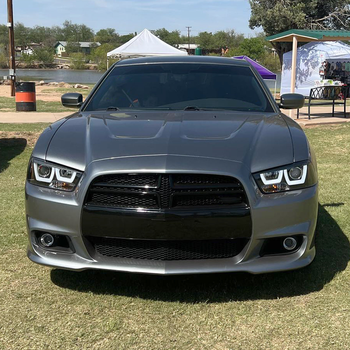 2011-2014 Dodge Charger LD Dual Halo Projector Headlights (Matte Black Housing / Clear Lens)