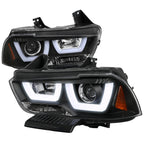 2011-2014 Dodge Charger LD Dual Halo Projector Headlights (Matte Black Housing / Clear Lens)
