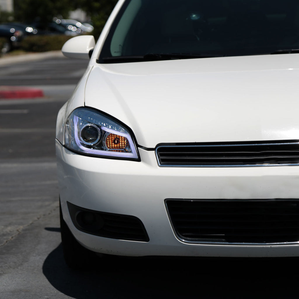 2006-2013 Chevrolet Impala / 2014-2015 Impala Limited / 2006-2007 Monte Carlo LED Bar Projector Headlights (Chrome Housing / Clear Lens)