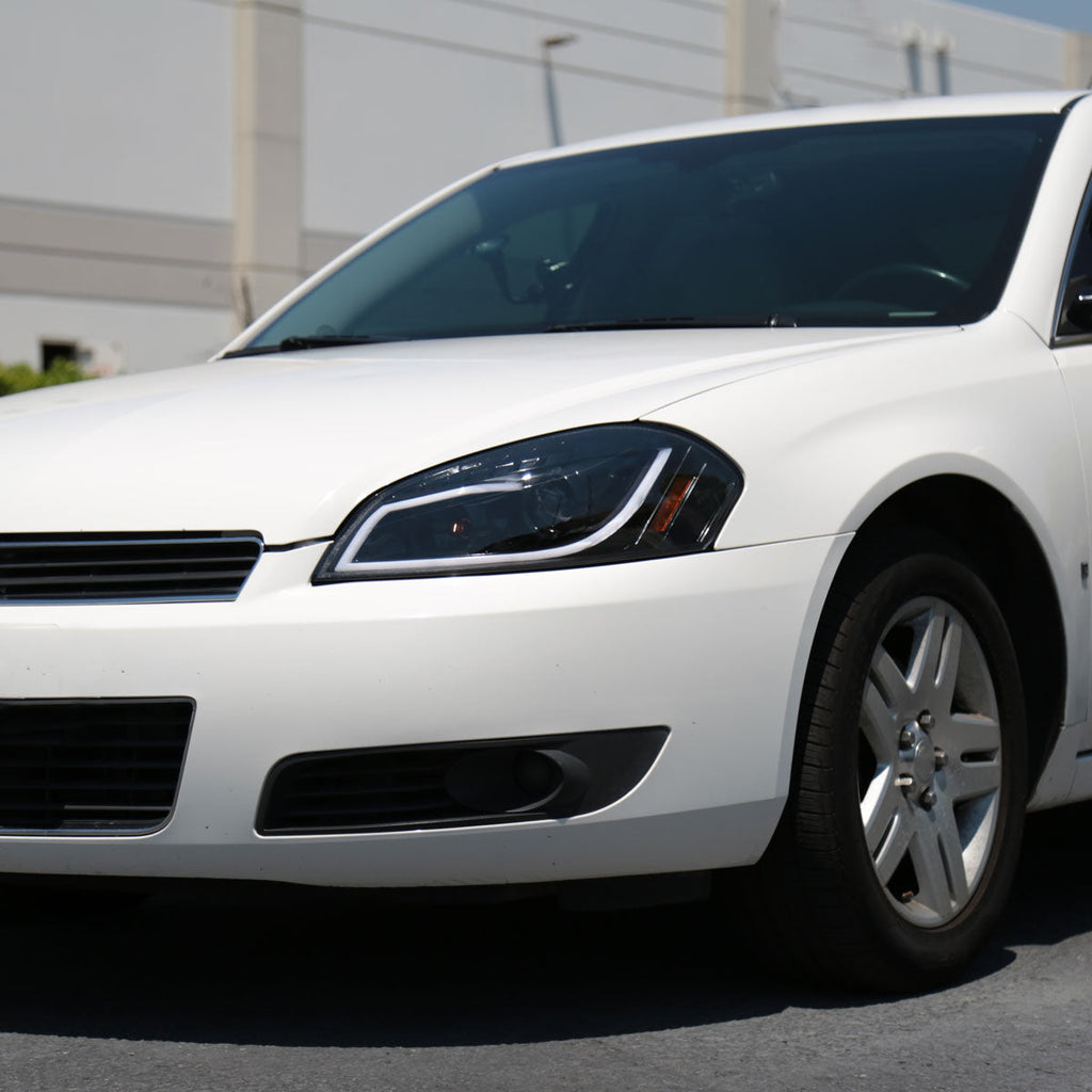 2006-2013 Chevrolet Impala / 2014-2015 Impala Limited / 2006-2007 Monte Carlo LED Bar Projector Headlights (Jet Black Housing / Clear Lens)