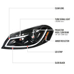 2006-2013 Chevrolet Impala / 2014-2015 Impala Limited / 2006-2007 Monte Carlo LED Bar Projector Headlights (Jet Black Housing / Clear Lens)