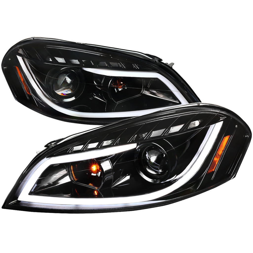 2006-2013 Chevrolet Impala / 2014-2015 Impala Limited / 2006-2007 Monte Carlo LED Bar Projector Headlights (Jet Black Housing / Clear Lens)