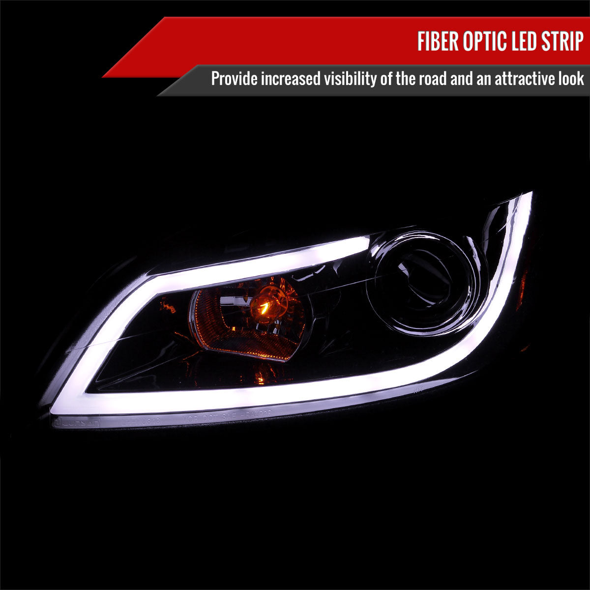 2006-2013 Chevrolet Impala / 2014-2015 Impala Limited / 2006-2007 Monte Carlo LED Bar Projector Headlights (Glossy Black Housing / Smoked Lens)