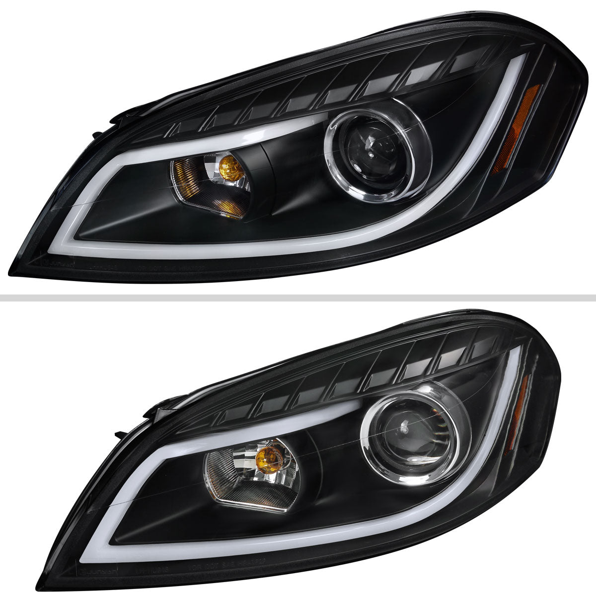 2006-2013 Chevrolet Impala / 2014-2015 Impala Limited / 2006-2007 Monte Carlo LED Bar Projector Headlights (Matte Black Housing / Clear Lens)