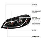 2006-2013 Chevrolet Impala / 2014-2015 Impala Limited / 2006-2007 Monte Carlo LED Bar Projector Headlights (Matte Black Housing / Clear Lens)