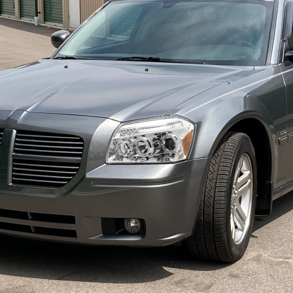 2005-2007 Dodge Magnum Dual Halo Projector Headlights (Chrome Housing / Clear Lens)