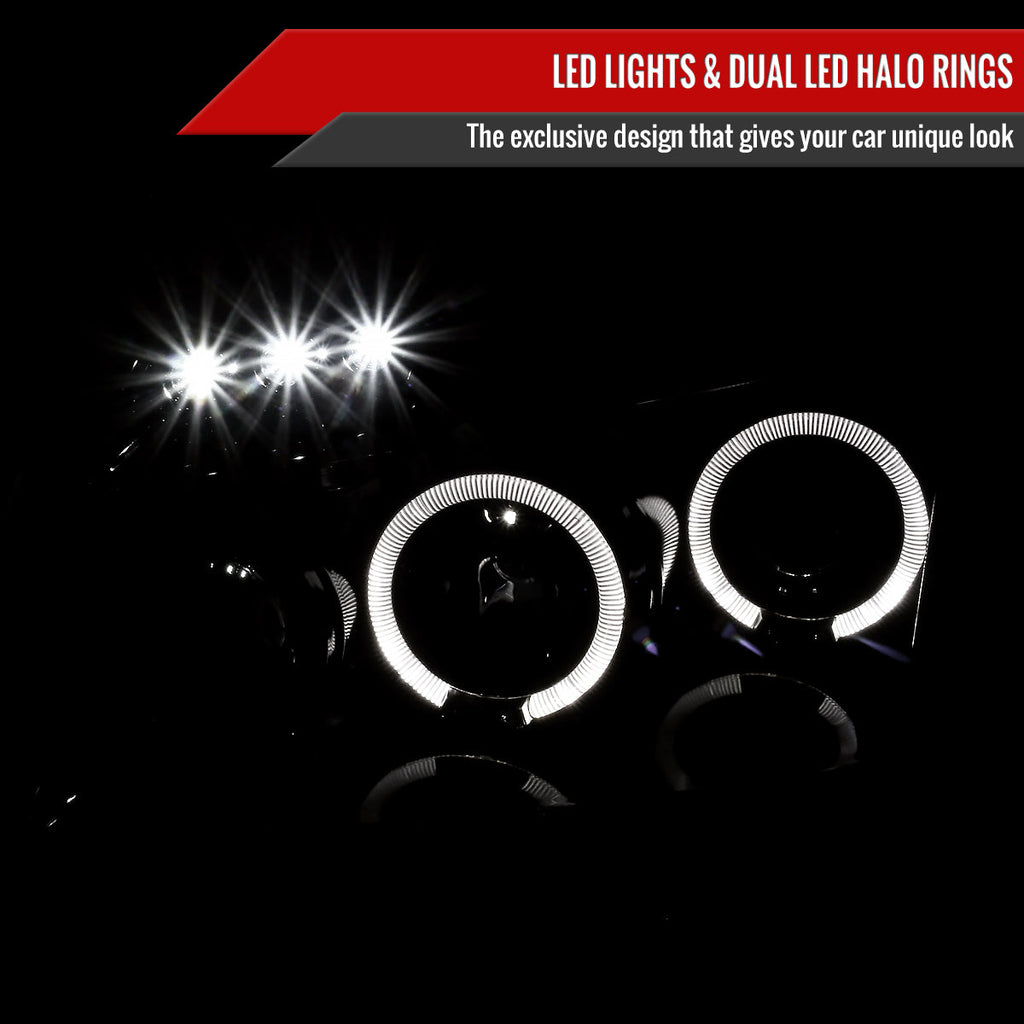 2005-2007 Dodge Magnum Dual Halo Projector Headlights (Jet Black Housing / Clear Lens)