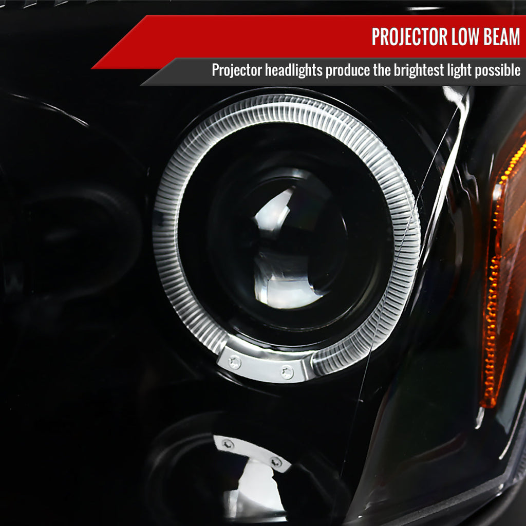 2005-2007 Dodge Magnum Dual Halo Projector Headlights (Jet Black Housing / Clear Lens)
