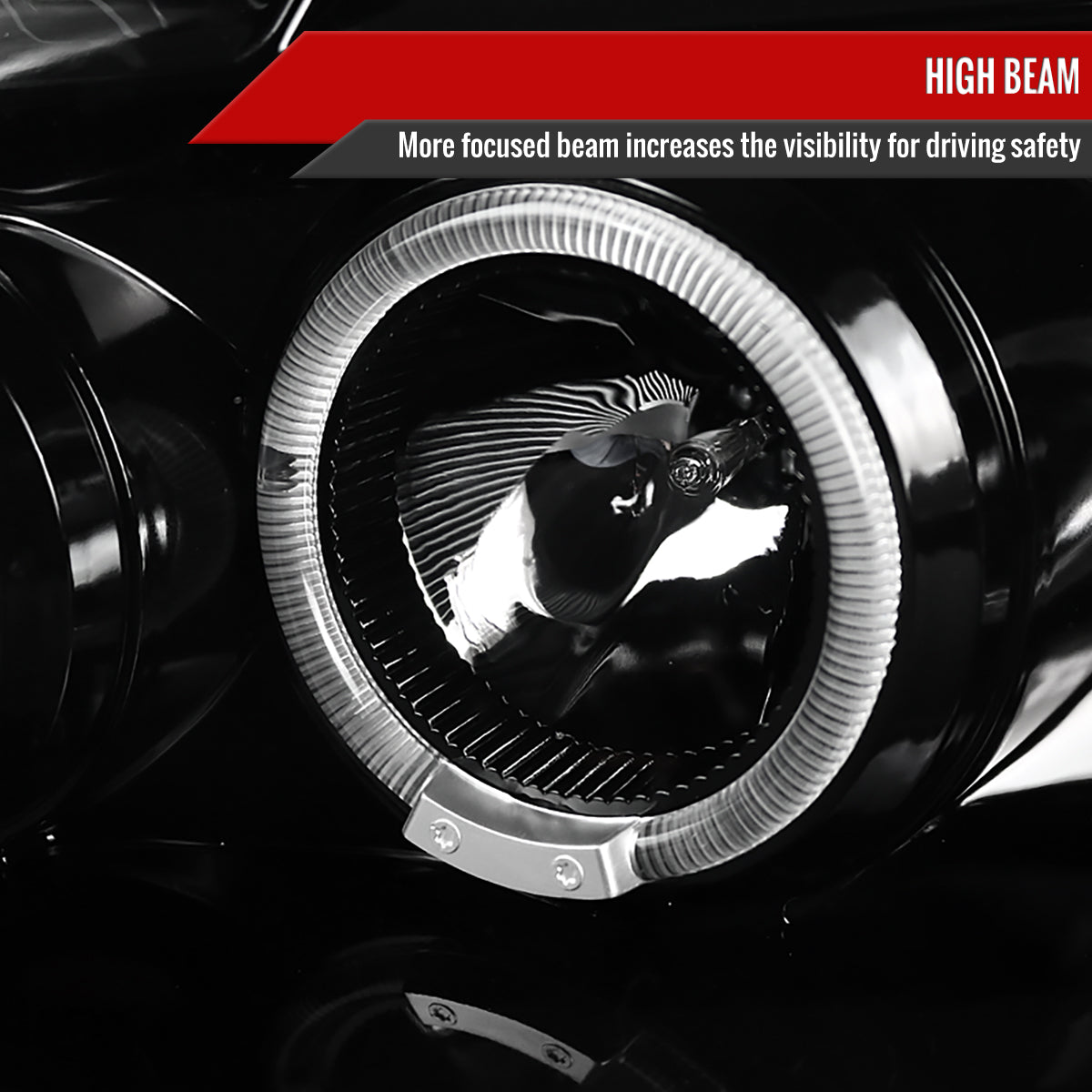 2005-2007 Dodge Magnum Dual Halo Projector Headlights (Jet Black Housing / Clear Lens)