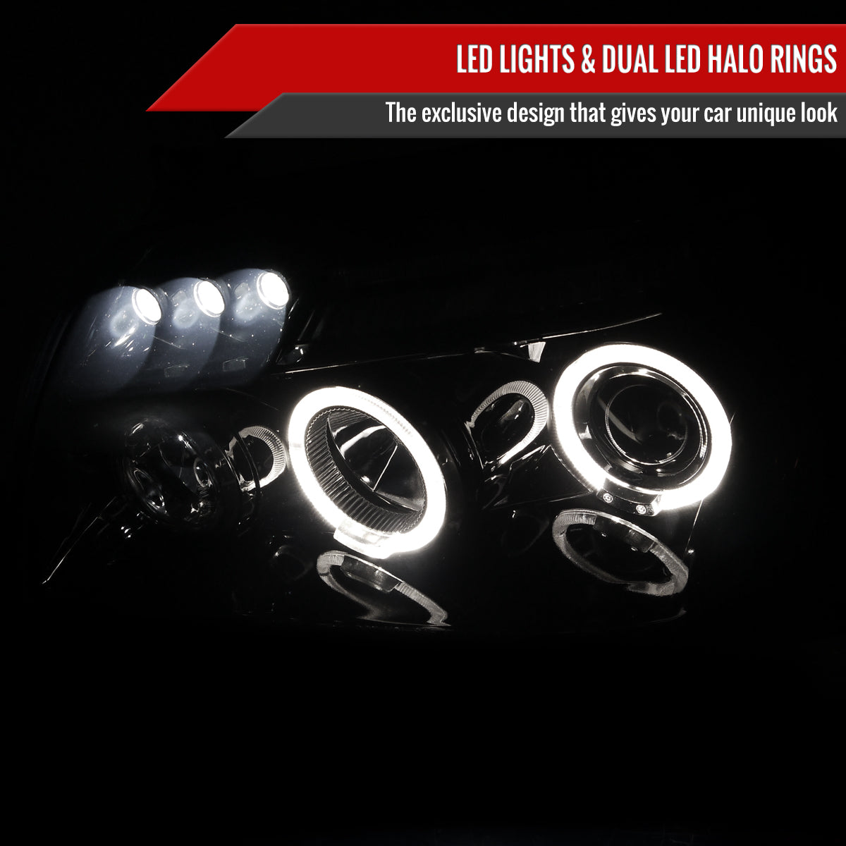 2005-2007 Dodge Magnum Dual Halo Projector Headlights (Glossy Black Housing / Smoked Lens)