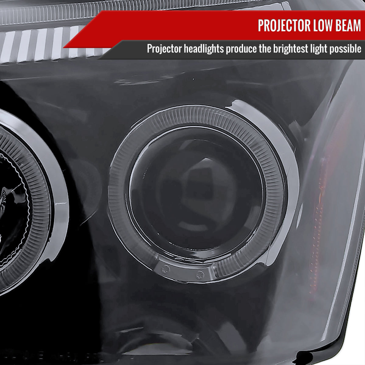2005-2007 Dodge Magnum Dual Halo Projector Headlights (Glossy Black Housing / Smoked Lens)