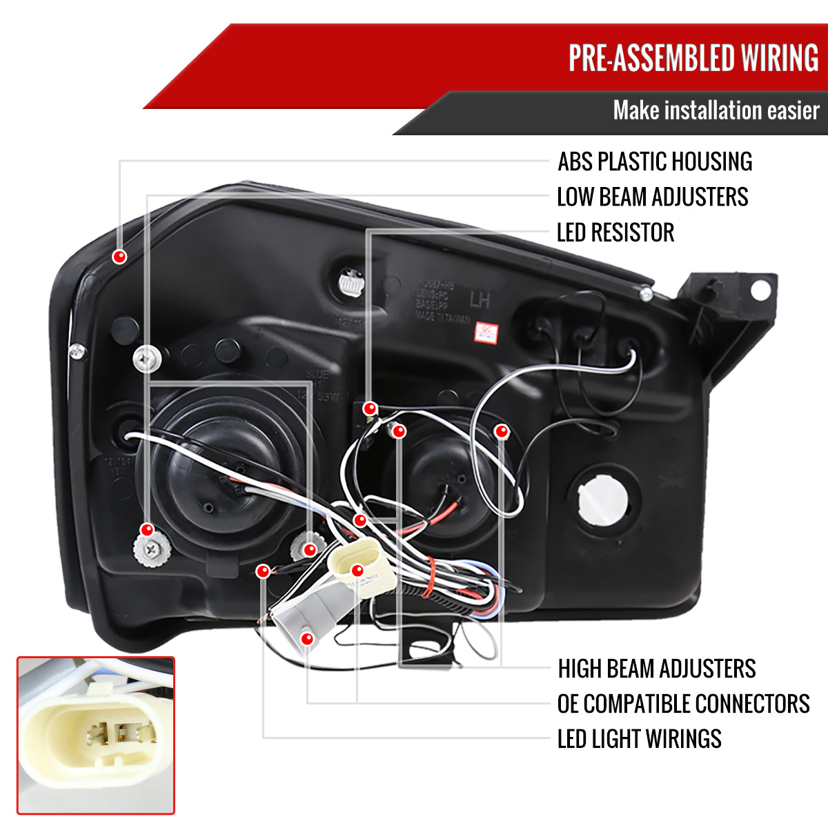 2005-2007 Dodge Magnum Dual Halo Projector Headlights (Glossy Black Housing / Smoked Lens)