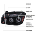 2005-2007 Dodge Magnum Dual Halo Projector Headlights (Glossy Black Housing / Smoked Lens)