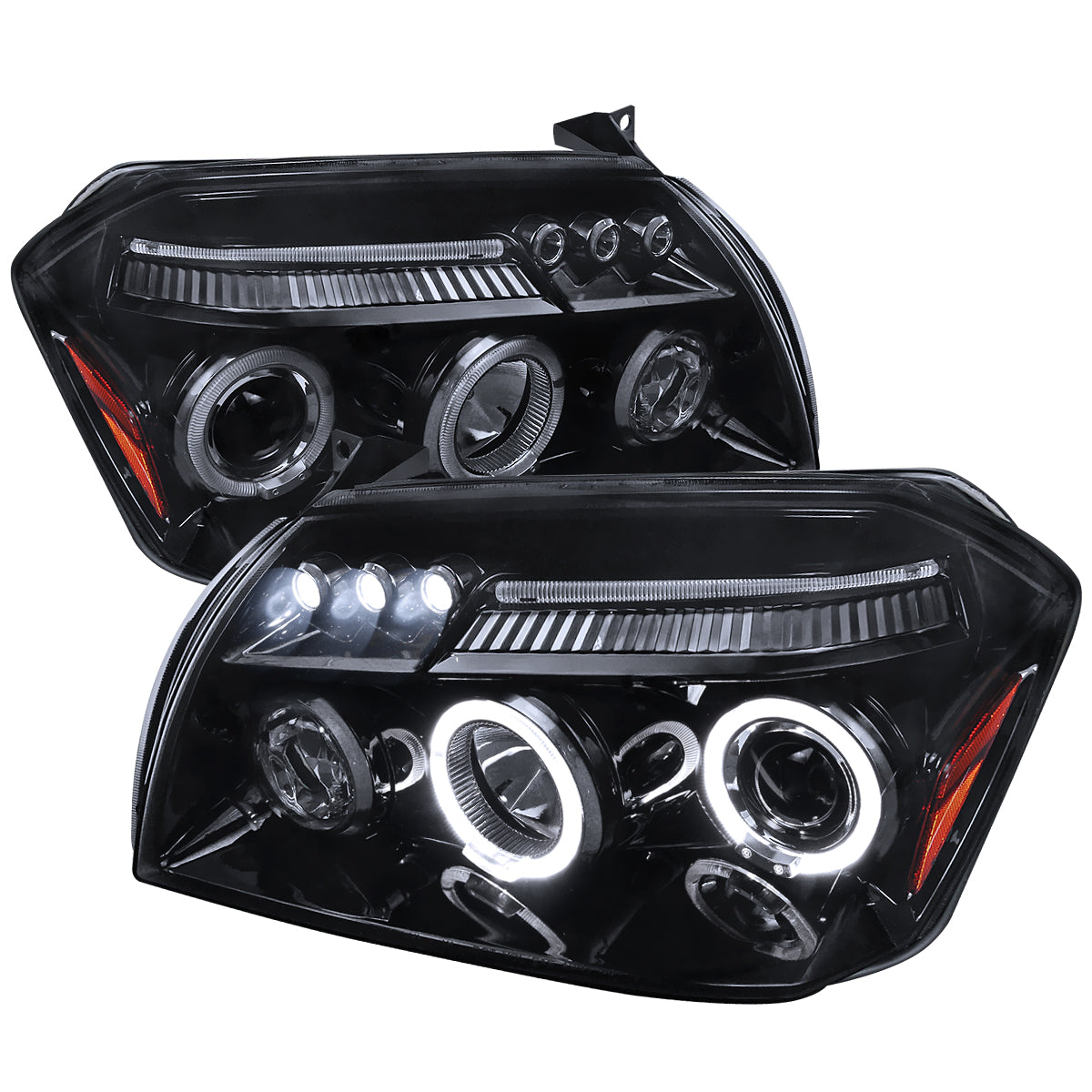 2005-2007 Dodge Magnum Dual Halo Projector Headlights (Glossy Black Housing / Smoked Lens)
