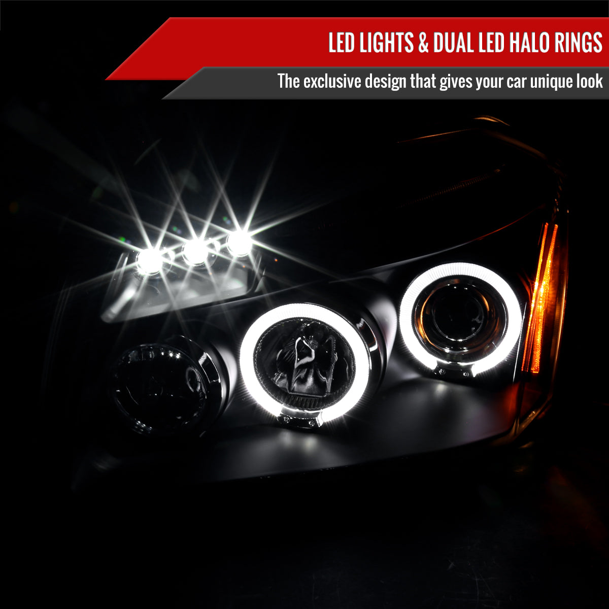 2005-2007 Dodge Magnum Dual Halo Projector Headlights (Matte Black Housing / Clear Lens)