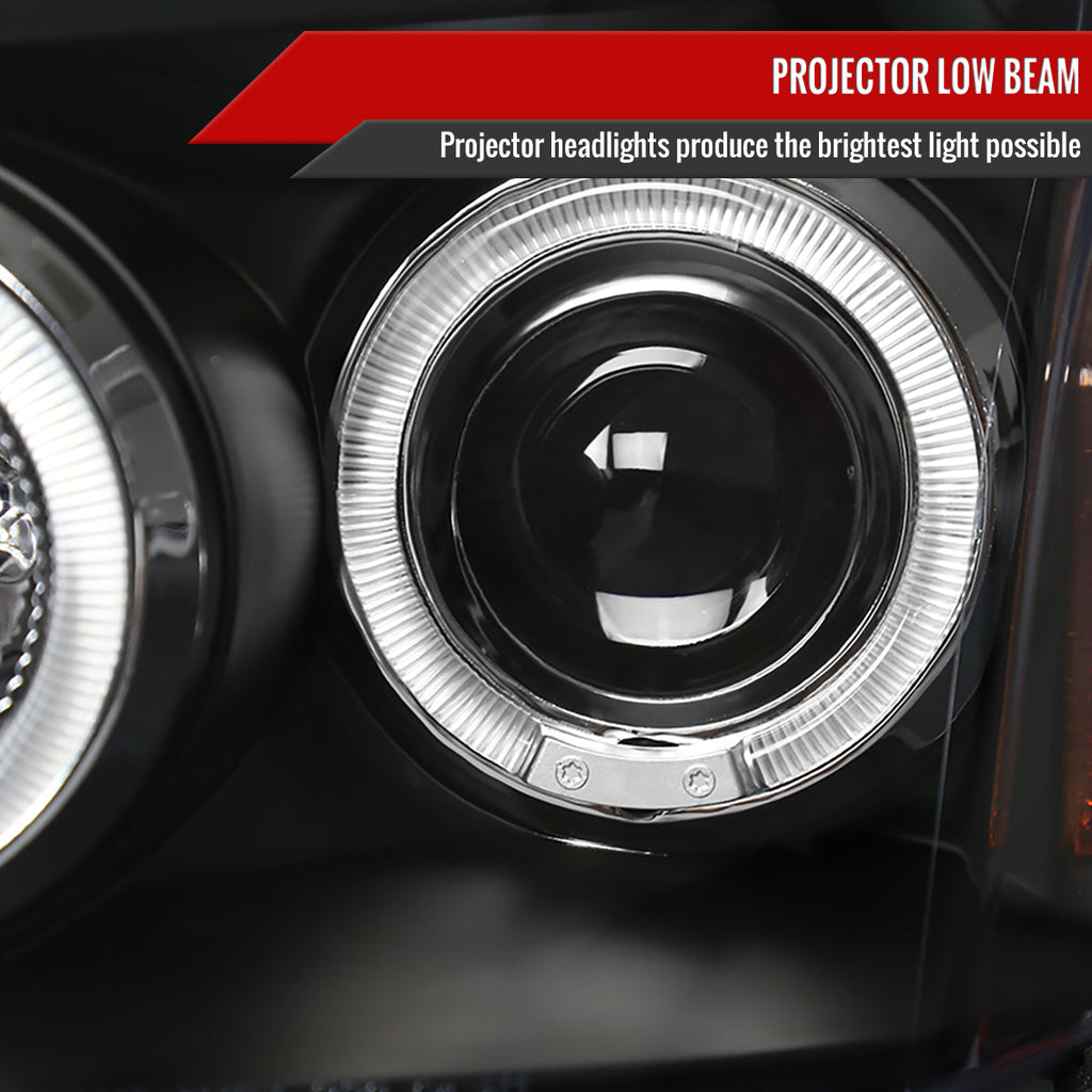 2005-2007 Dodge Magnum Dual Halo Projector Headlights (Matte Black Housing / Clear Lens)